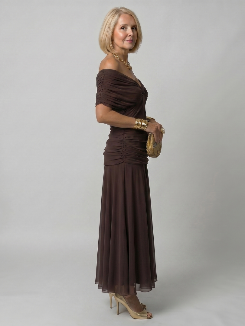 Danae | Off Shoulder Flow Midi Dress