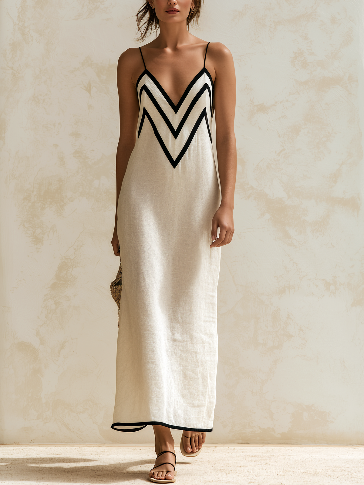 Marisa | Contrast Chevron Maxi Dress