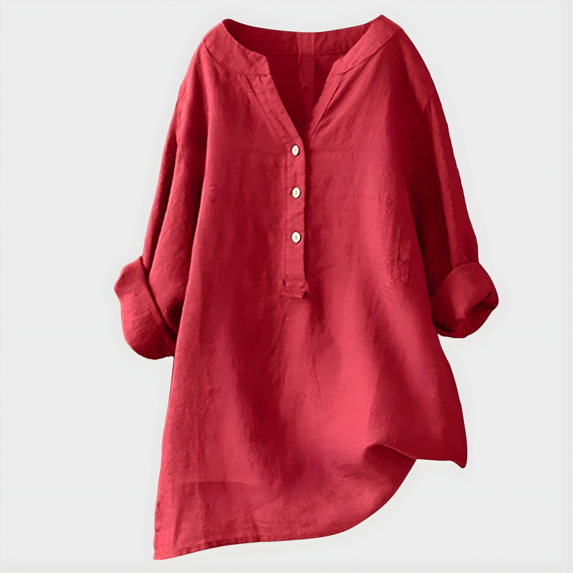 Veronique | Cotton-Linen V-Neck Blouse
