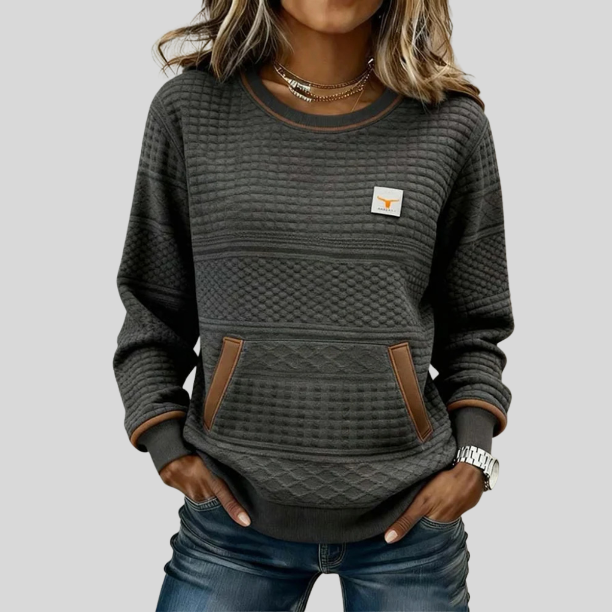 Noelle | Crew Neck Colorblock Sweatshirt