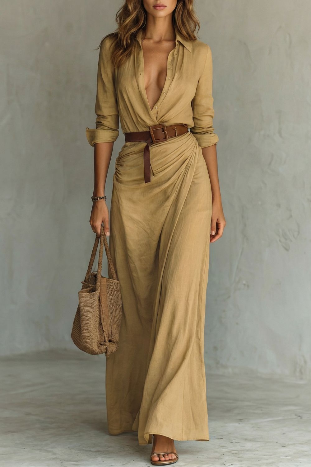 Azura | Button-Down Belted Maxi Dress