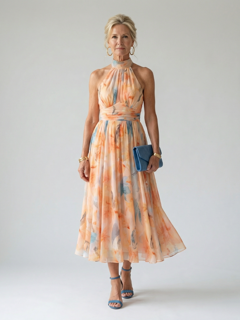 Corinne | Soft Halter Midi Dress