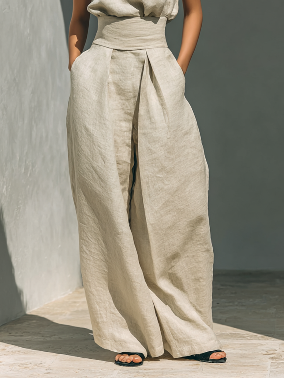 Sable | Minimalist Sleeveless Blouse & Wide-Leg Set