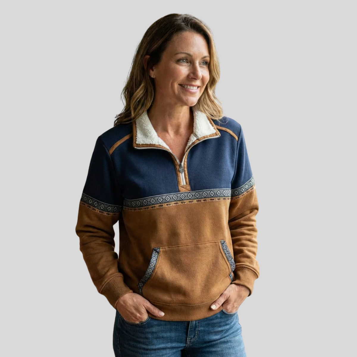 Alvette | Sherpa Collar Half-Zip Pullover