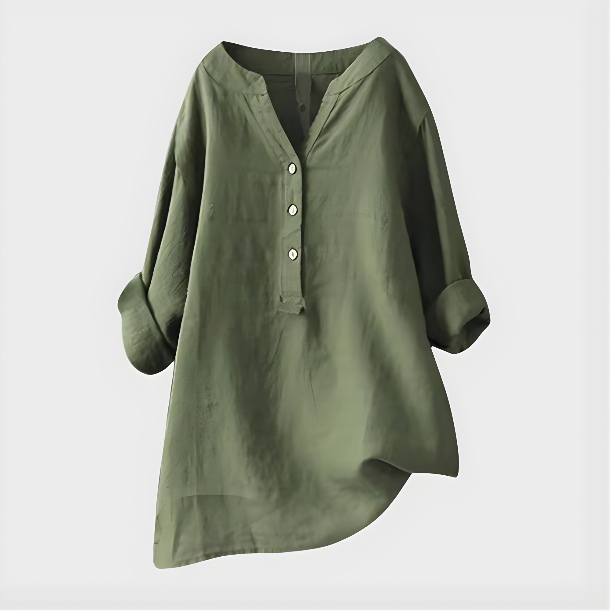 Veronique | Cotton-Linen V-Neck Blouse