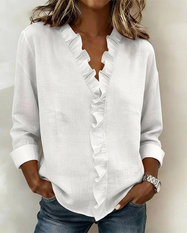Coralie | Ruffled V-Neck Blouse