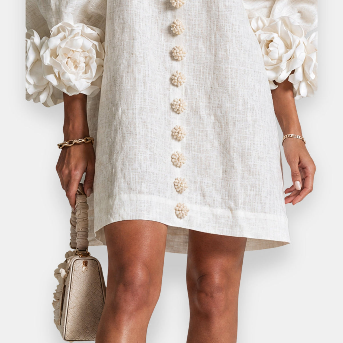 Cecily | Sculpted Floral Button Dress