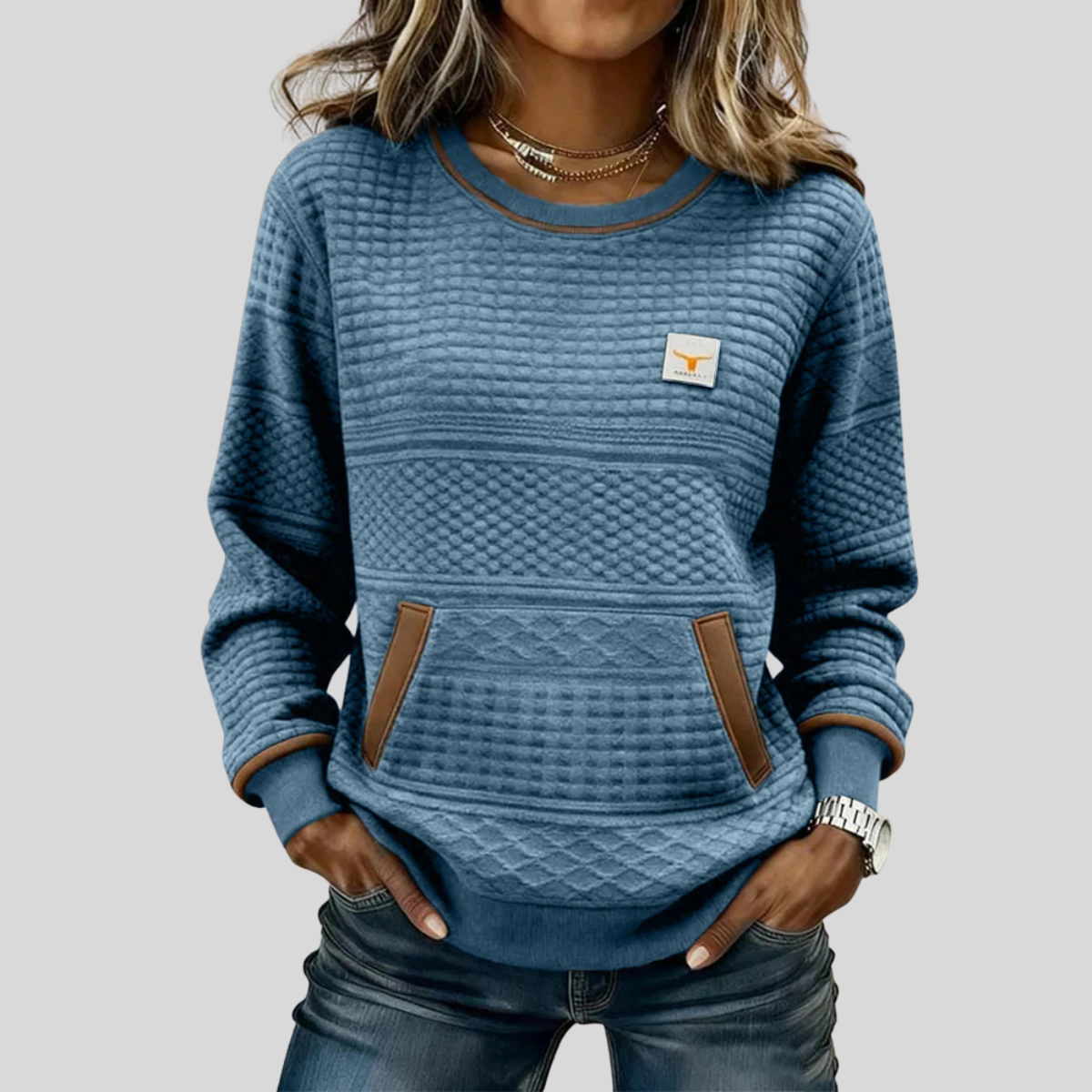Noelle | Crew Neck Colorblock Sweatshirt