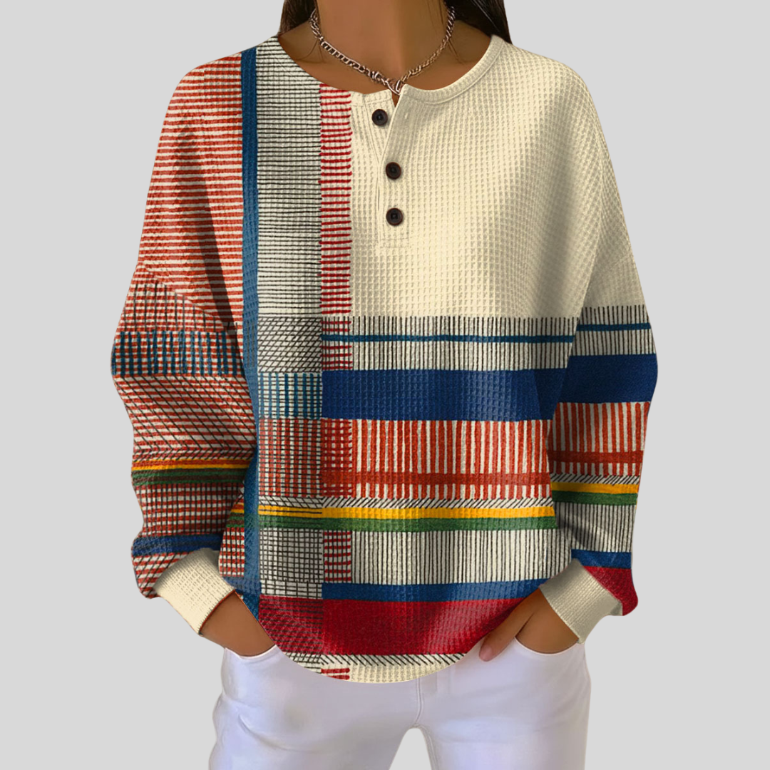 Tindra | Colorblock Henley Sweatshirt