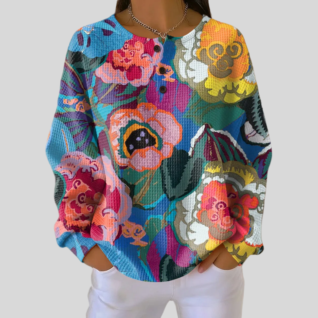 Adorna | Colorful Floral Sweatshirt