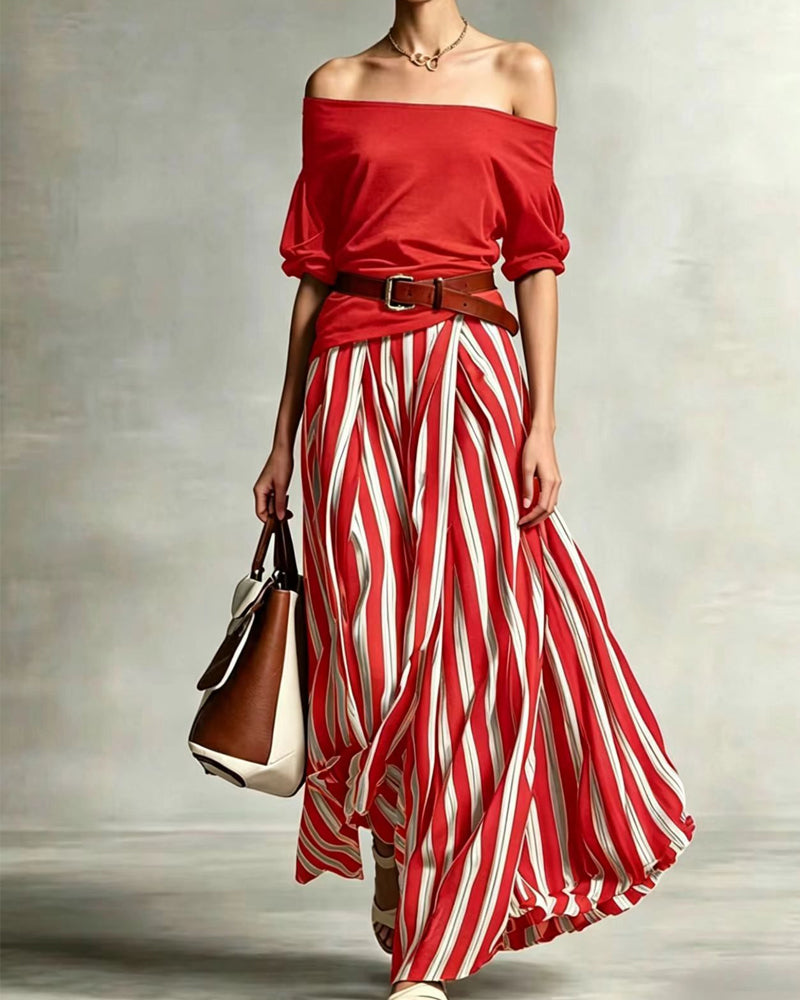 Madison | Striped Maxi Skirt Set