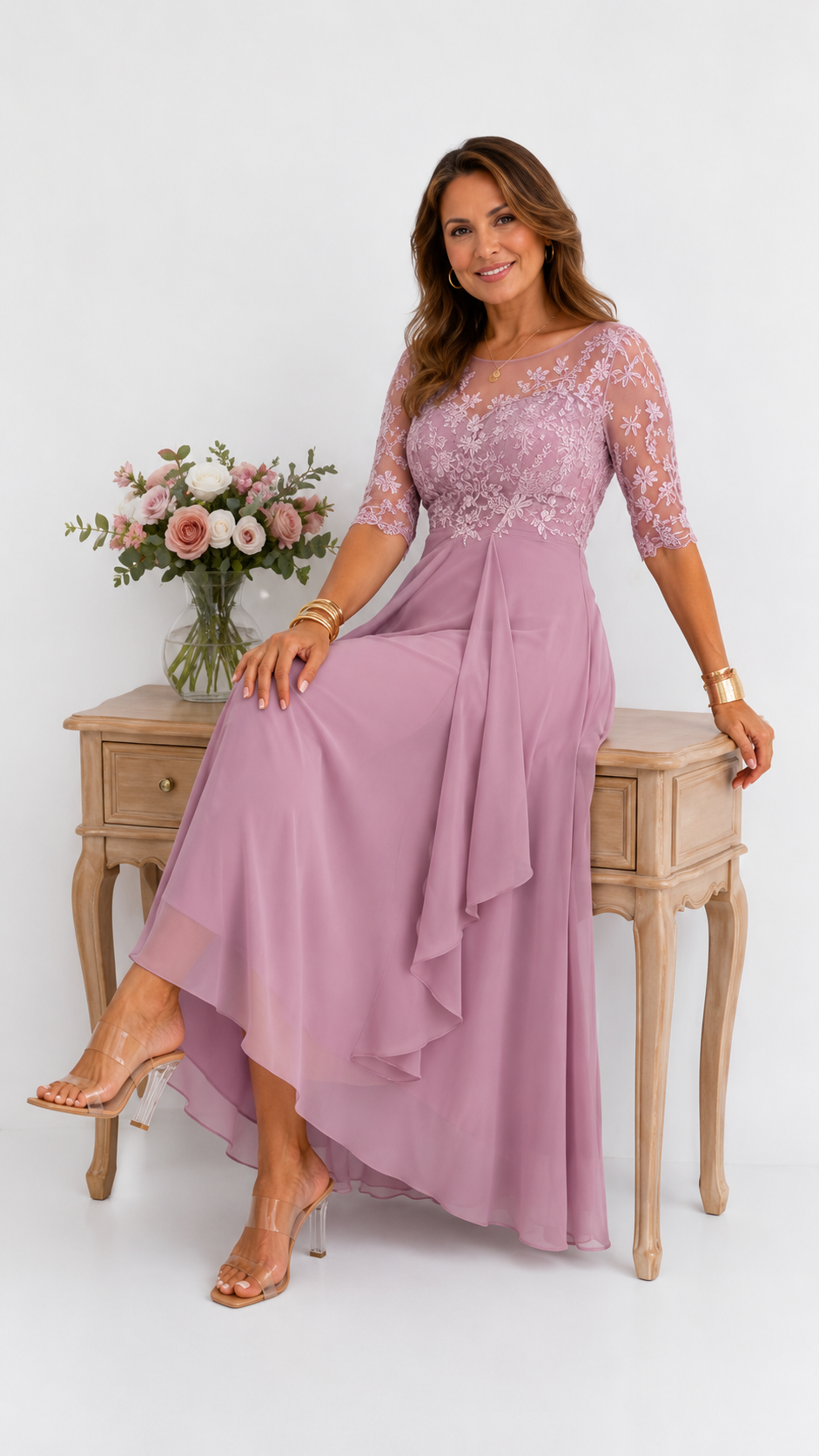 Rhonda | Elegant Lace Midi Dress