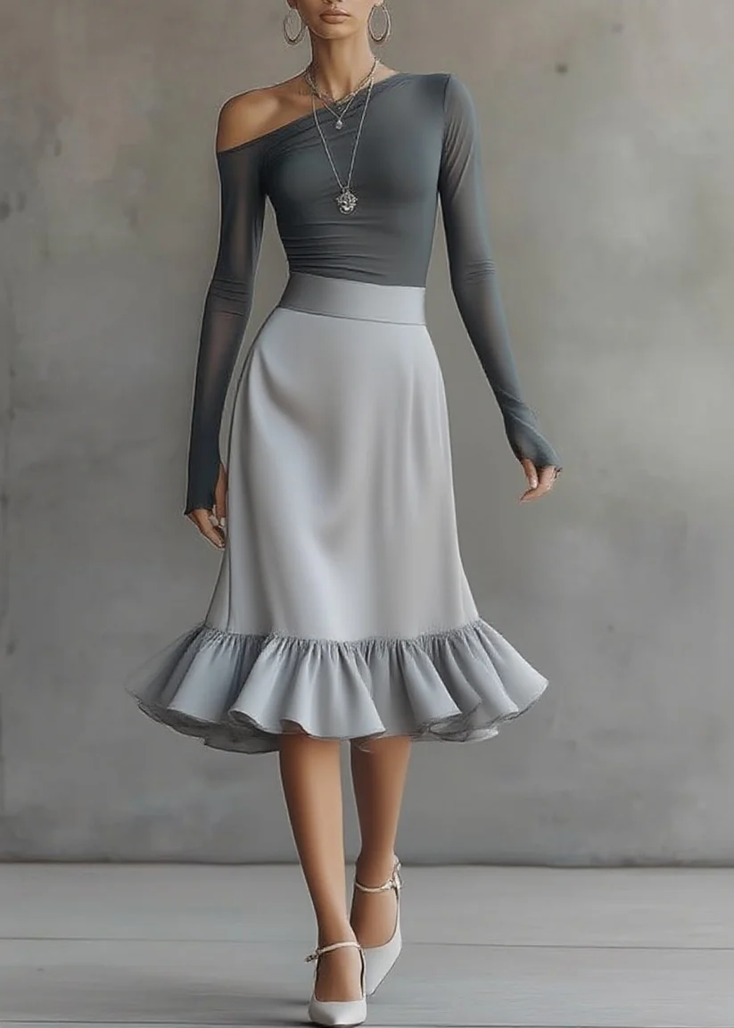 Vivienne | Off-Shoulder Top & Ruffle Midi Skirt Set