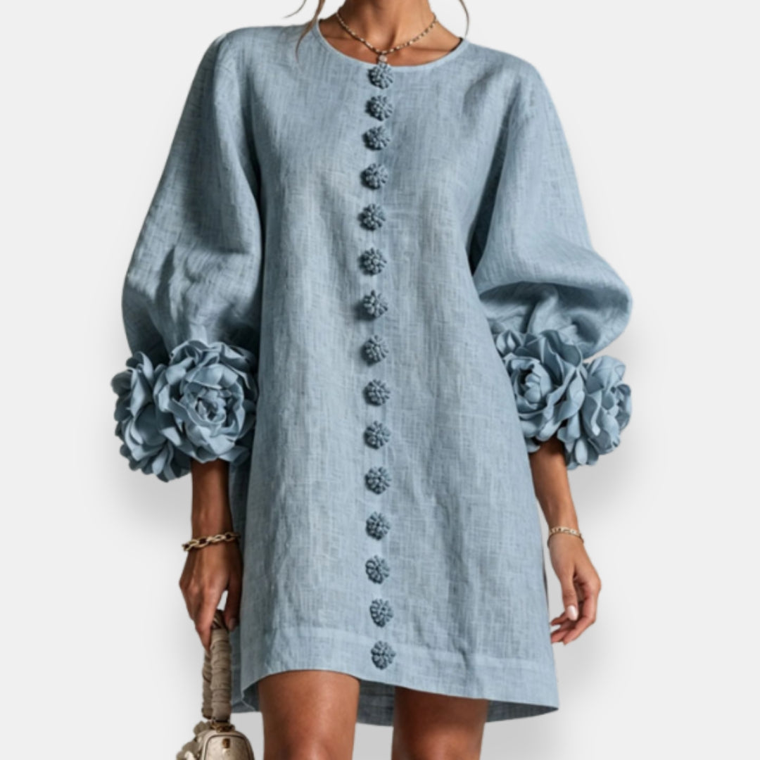 Cecily | Sculpted Floral Button Dress