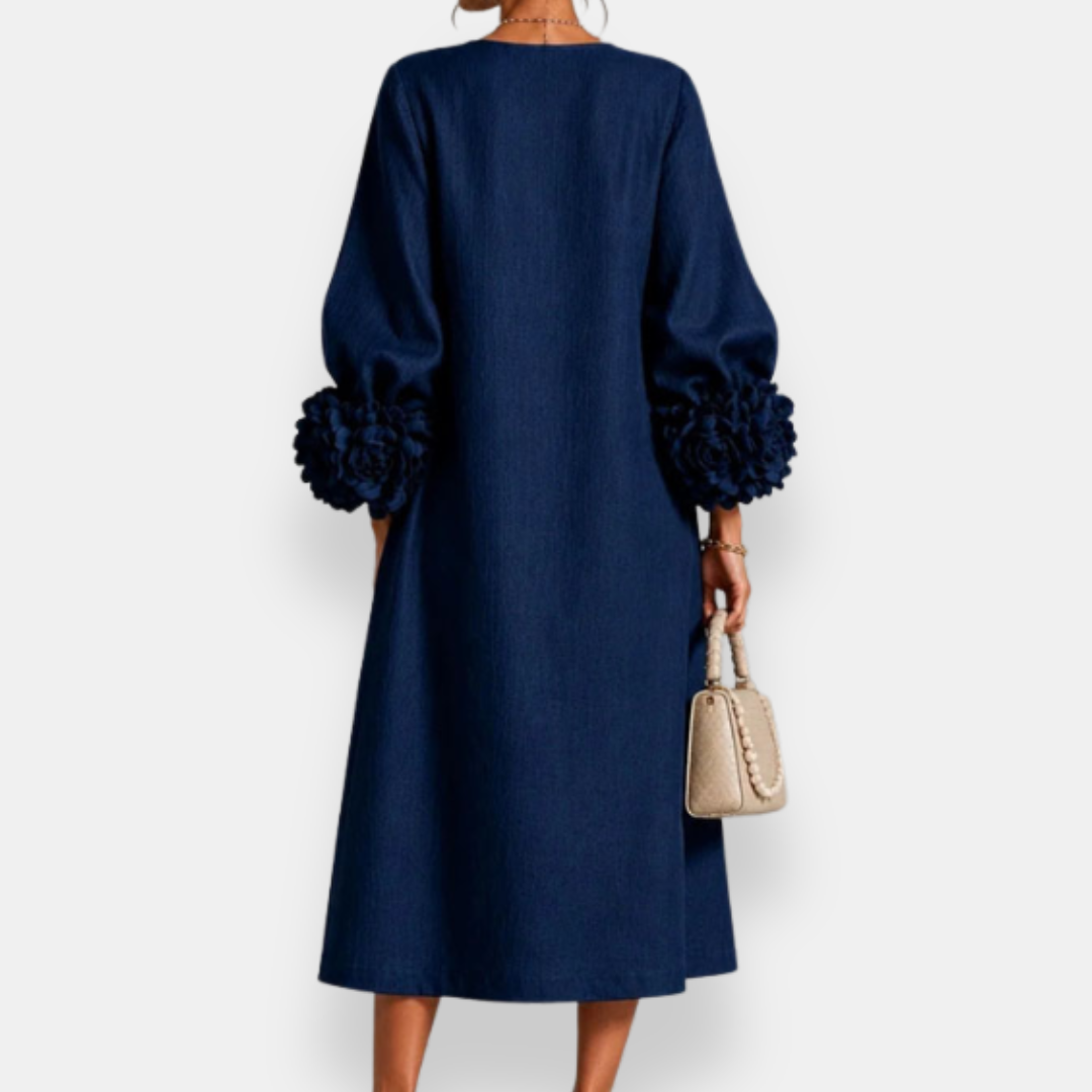Annabelle | Floral Appliqué Midi Dress