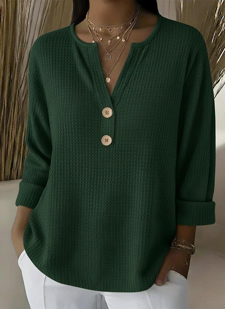 Lucy | Waffle Knit Henley Top