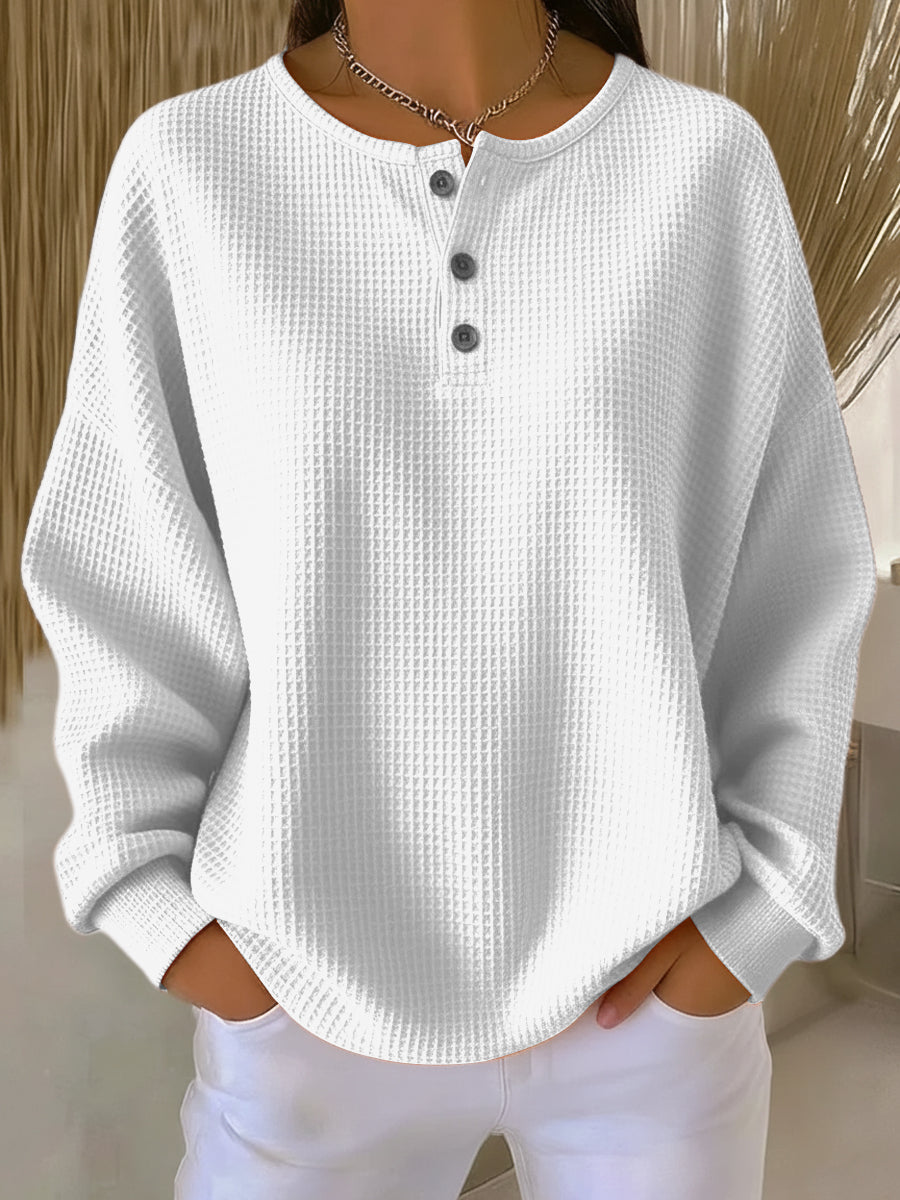 Margot | Henley Button Sweatshirt