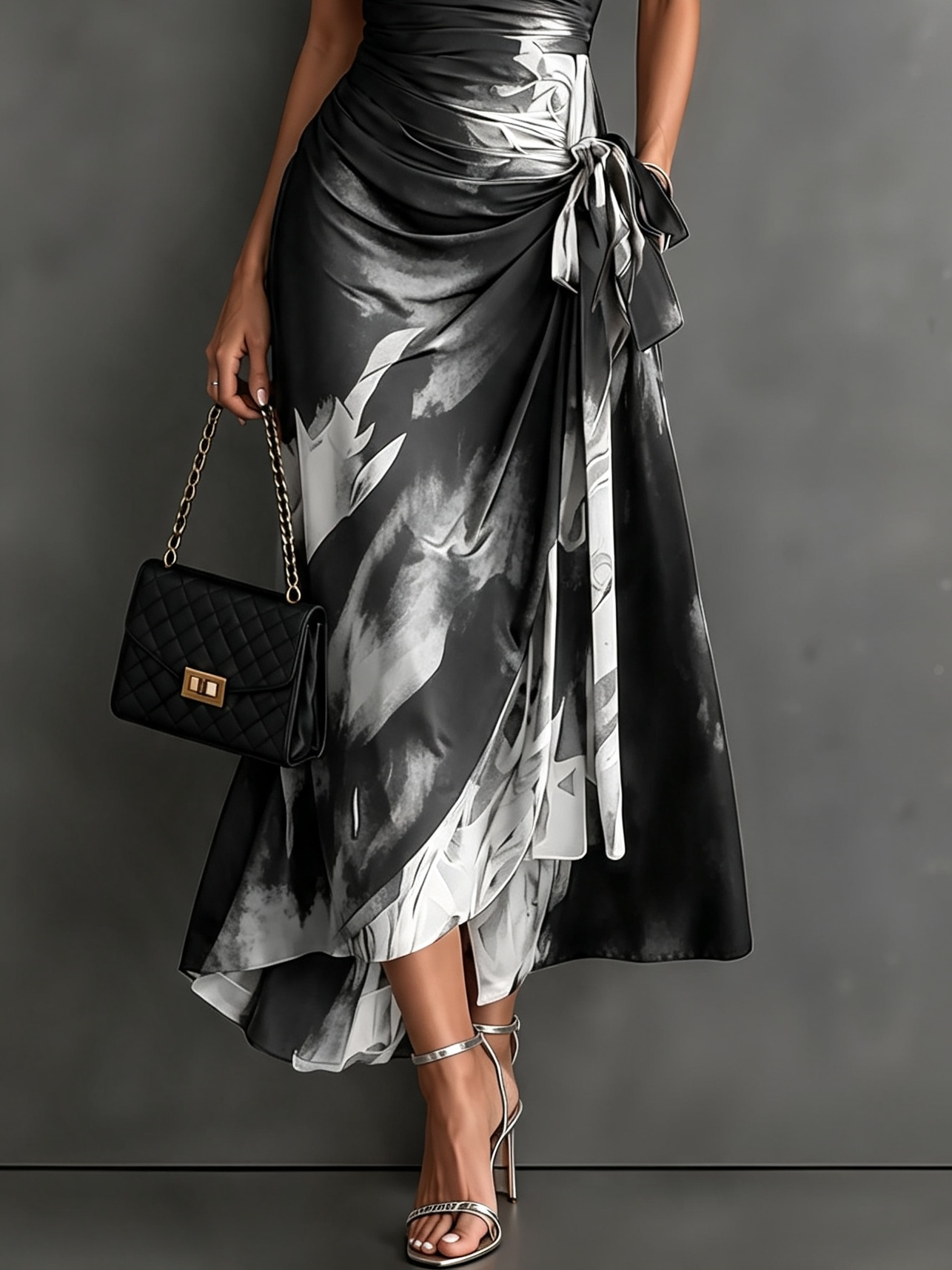 Serena | Abstract Print Wrap Midi Dress