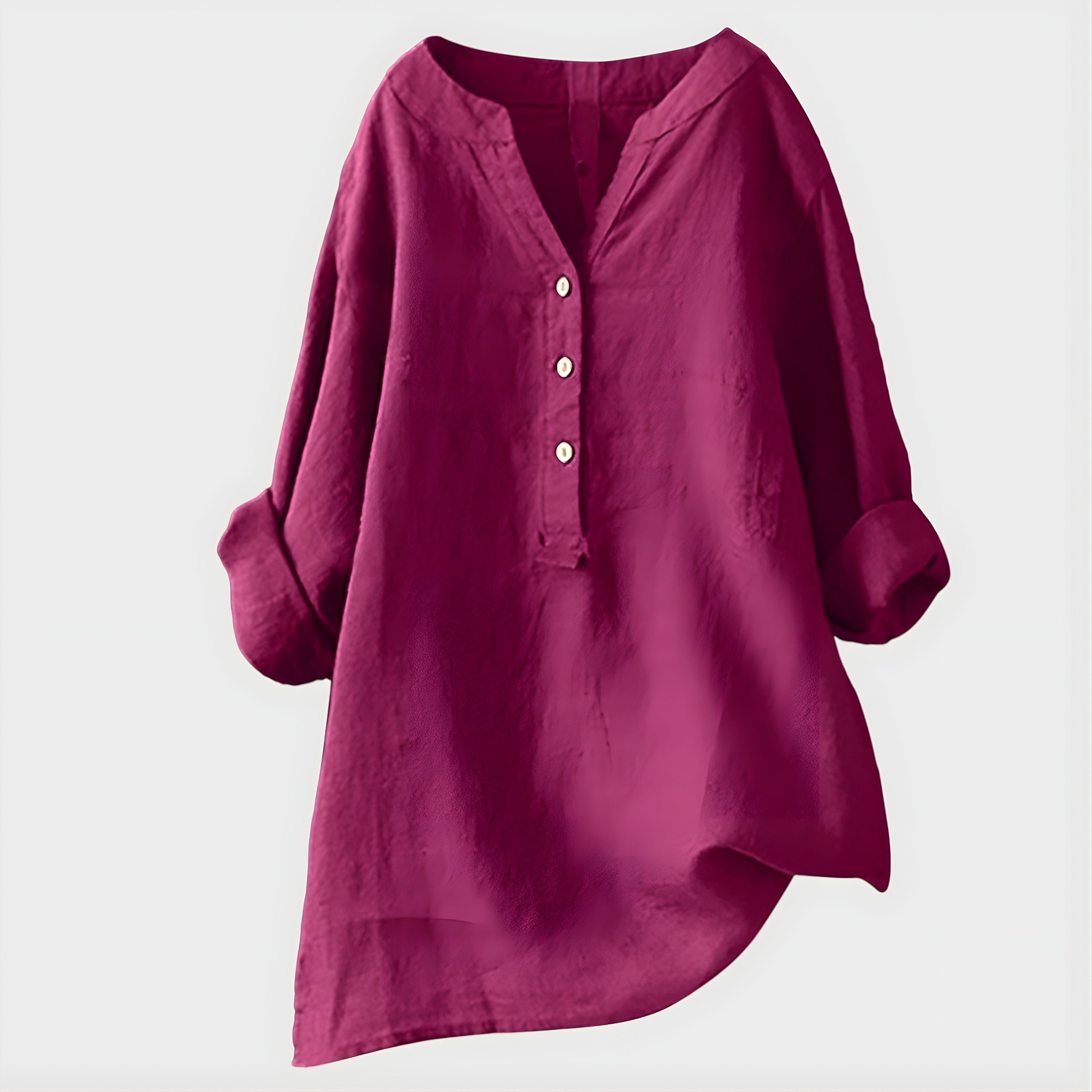 Veronique | Cotton-Linen V-Neck Blouse