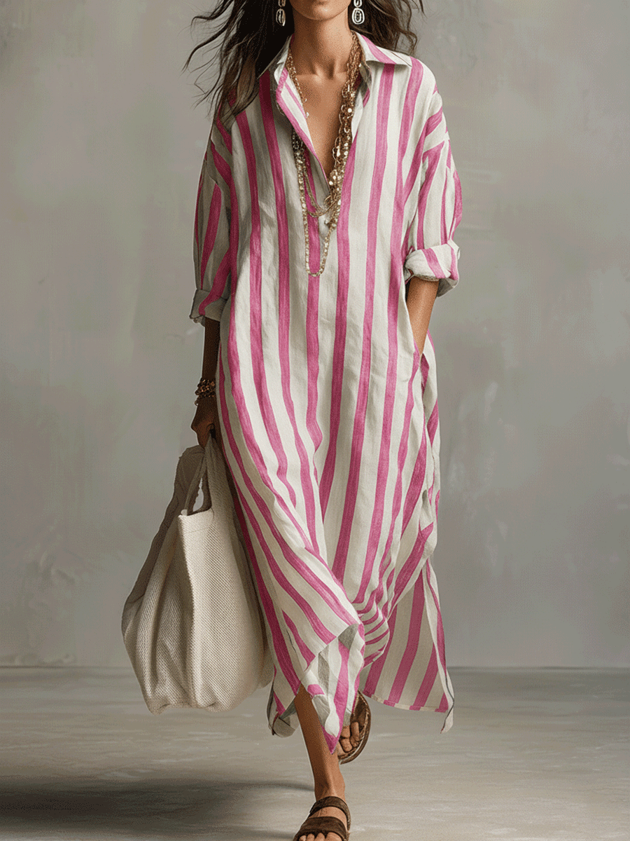 Maribel | Striped Shirt Maxi Dress