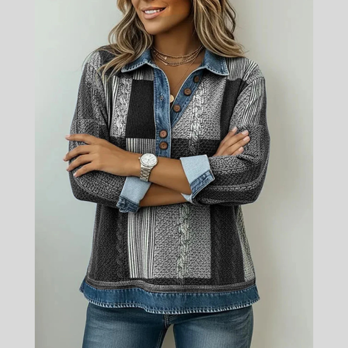 Meridell | Colorblock Print Sweatshirt