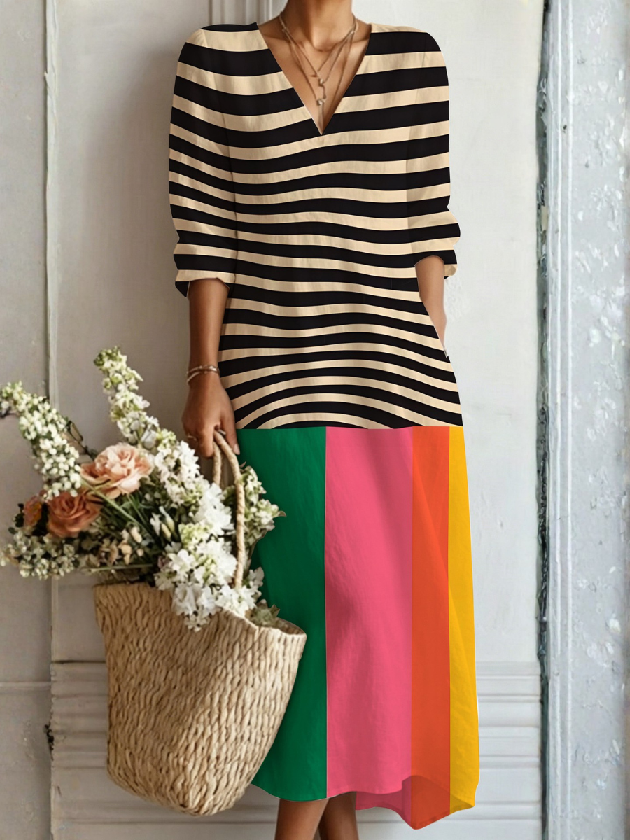 Boho Mediterranean Print Long Dress