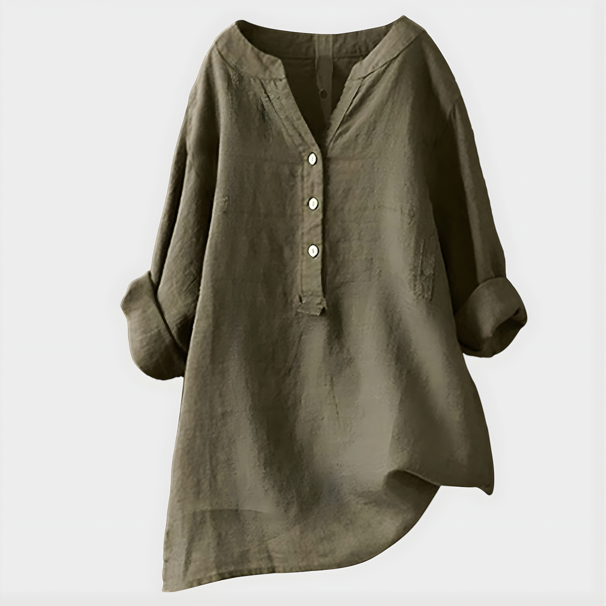 Veronique | Cotton-Linen V-Neck Blouse