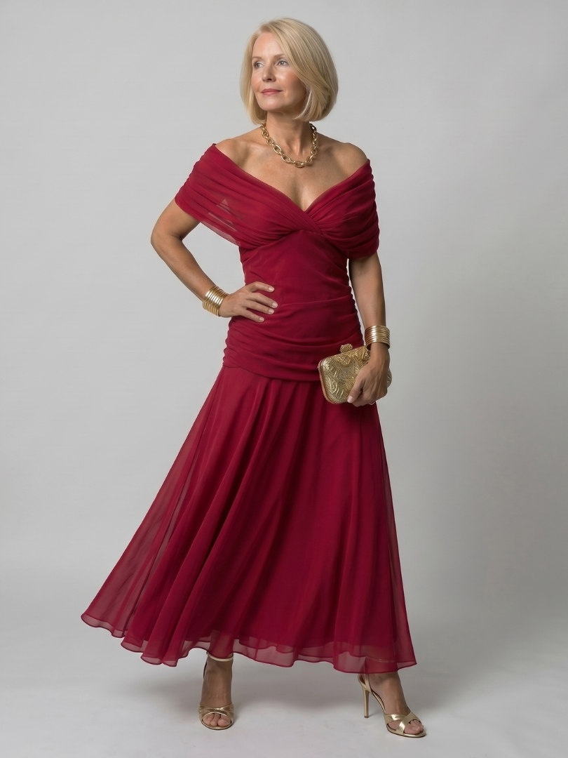 Danae | Off Shoulder Flow Midi Dress