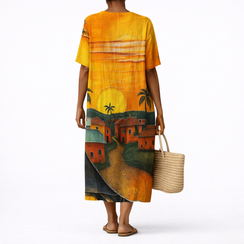 Boho Handcrafted Print Long Dress