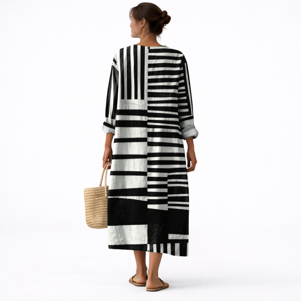 Boho Warm Tone Print Long Dress