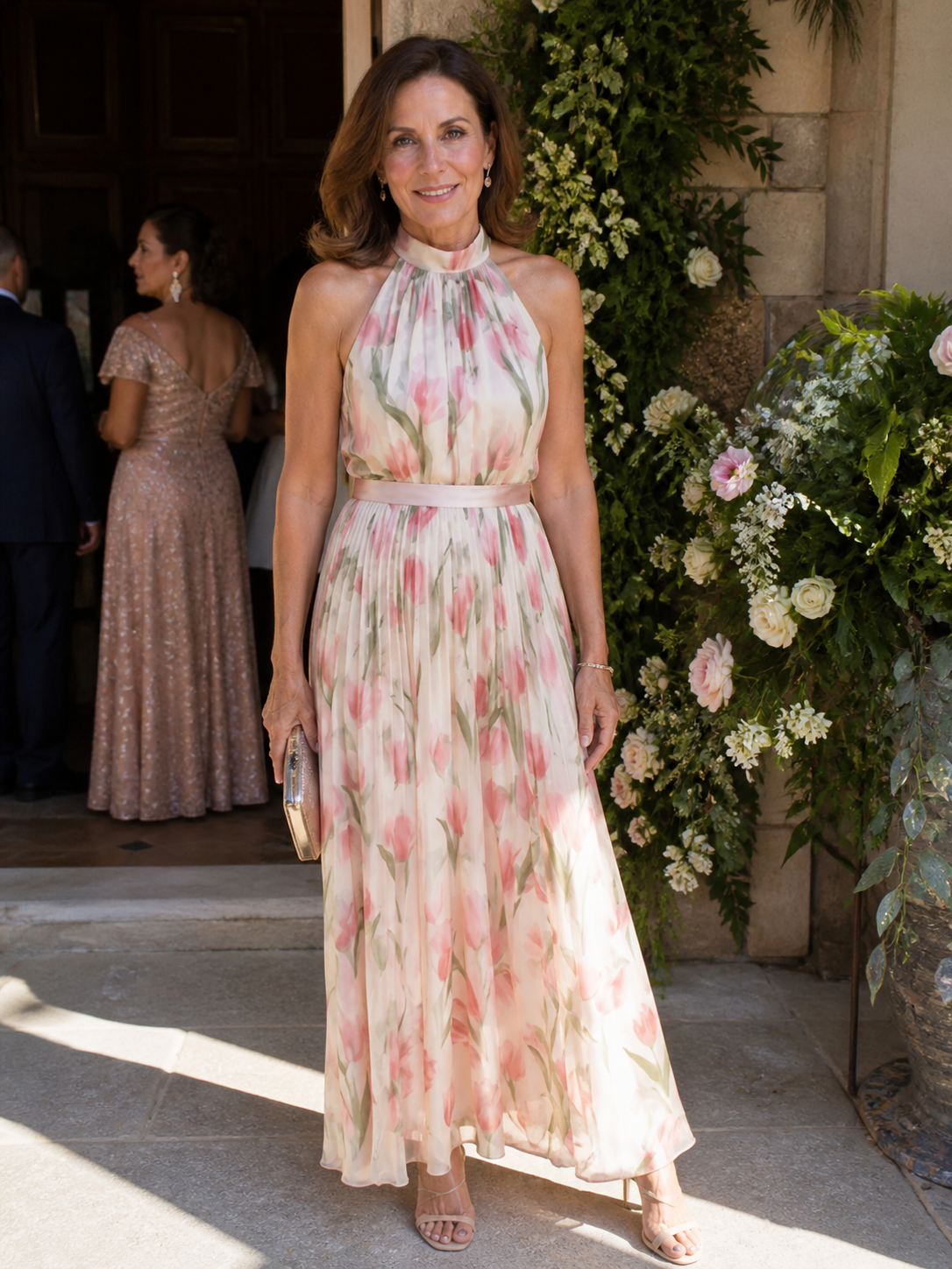 Liora | Halter Neck Floral Midi Dress