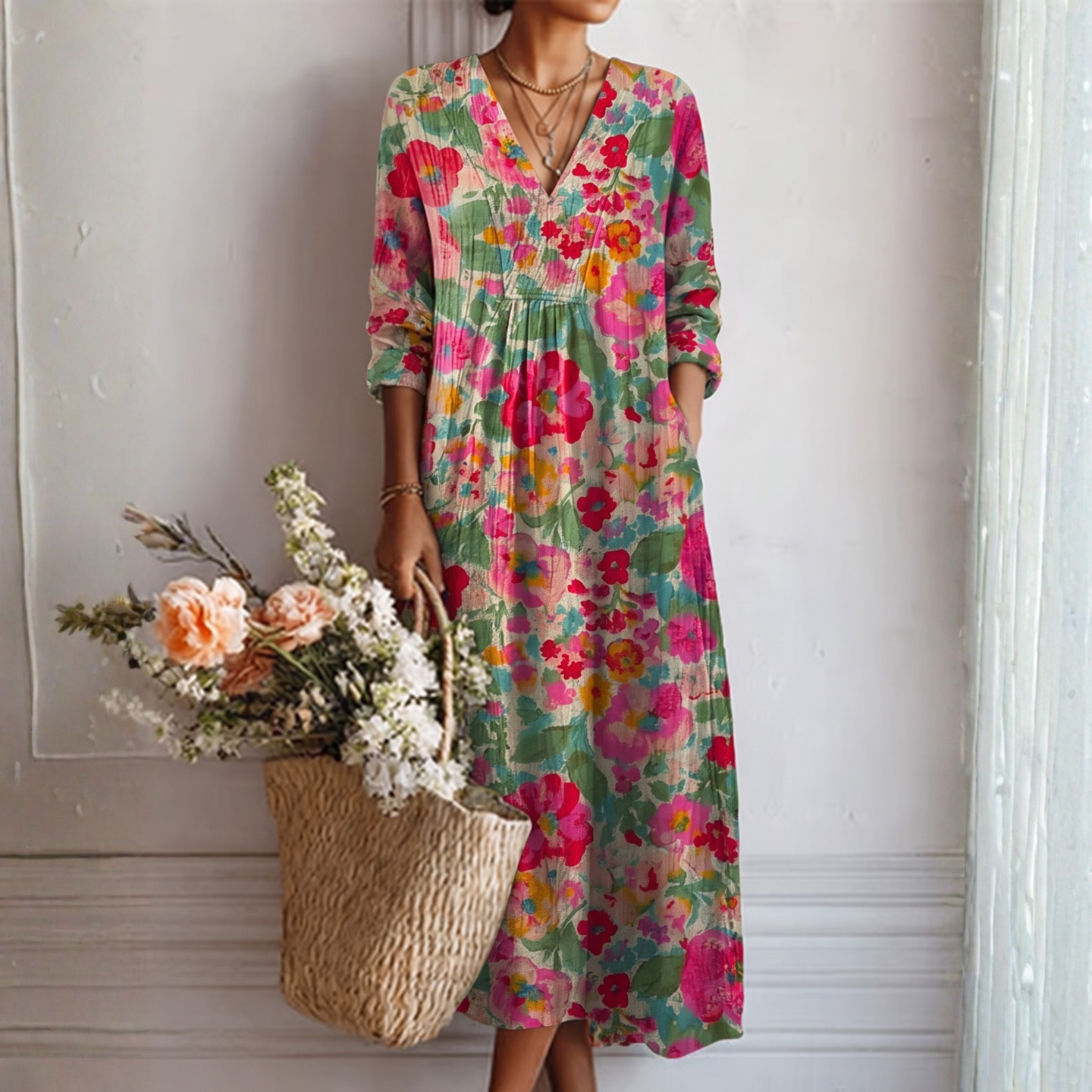 Boho Print Sleeveless Maxi Dress