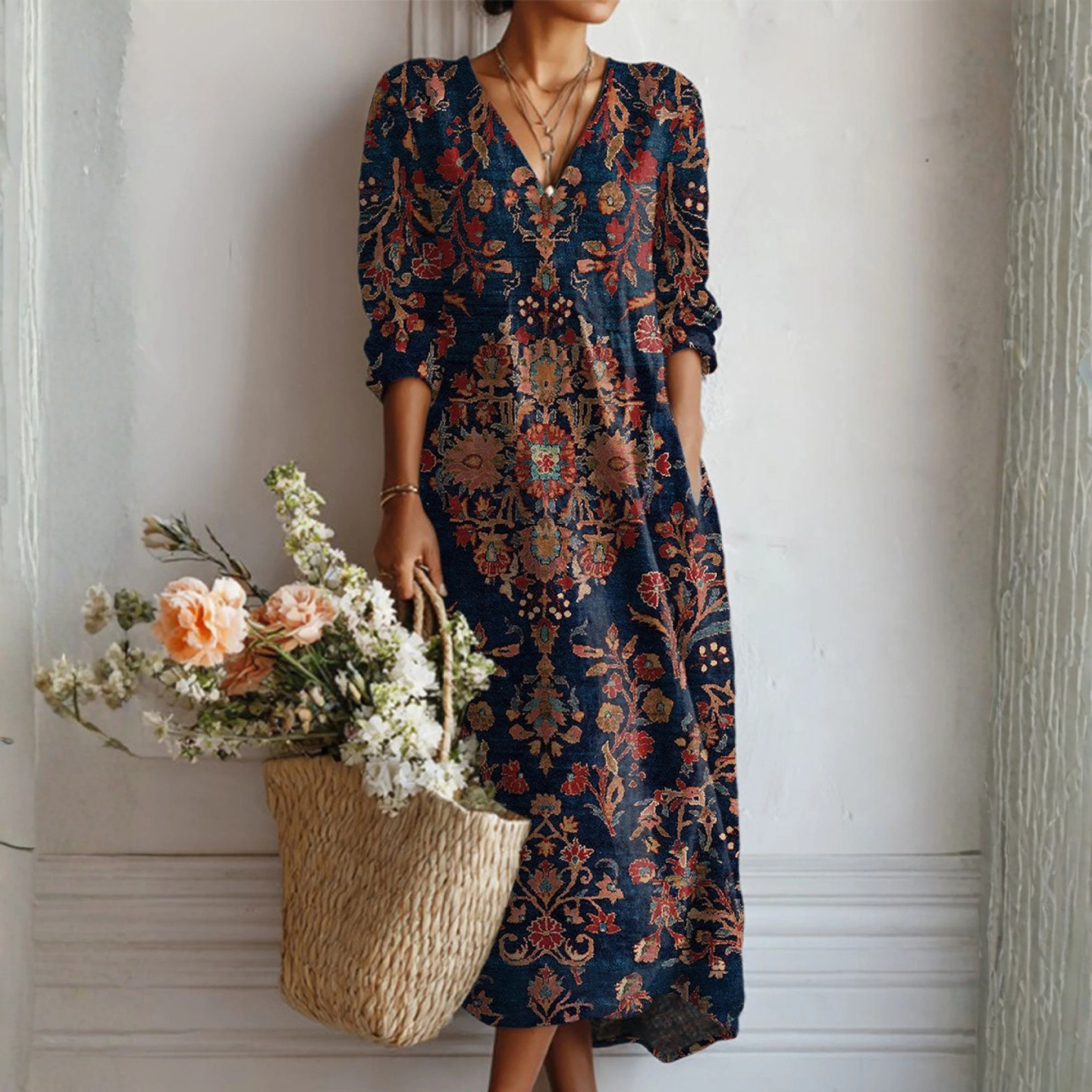 Boho Soft Print Long Dress