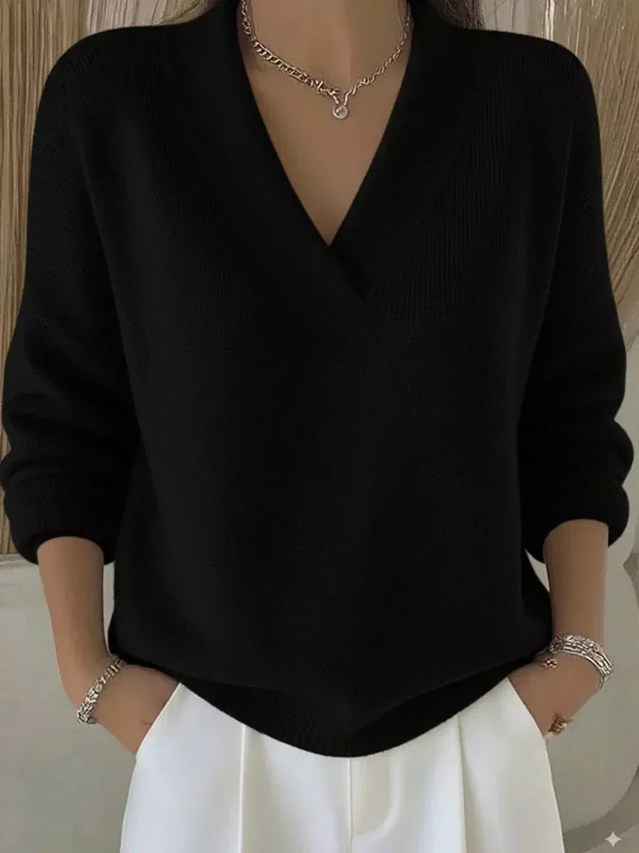 Violet | Deep V-Neck Knit Sweater