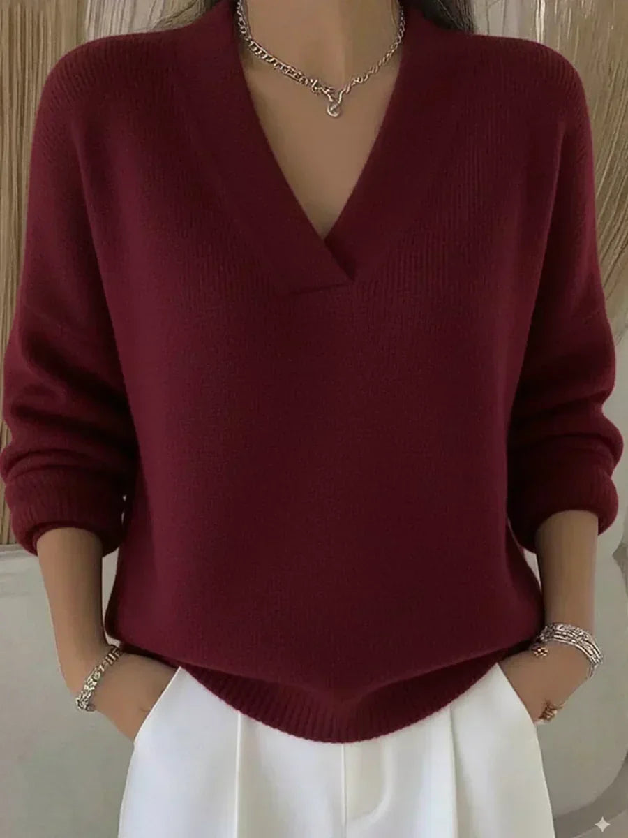 Violet | Deep V-Neck Knit Sweater
