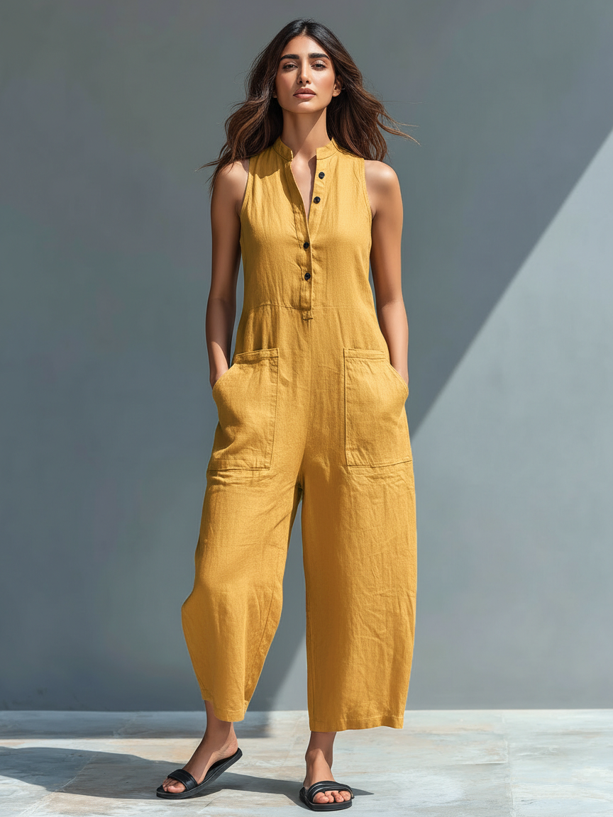 Wren | Sleeveless Linen Overall