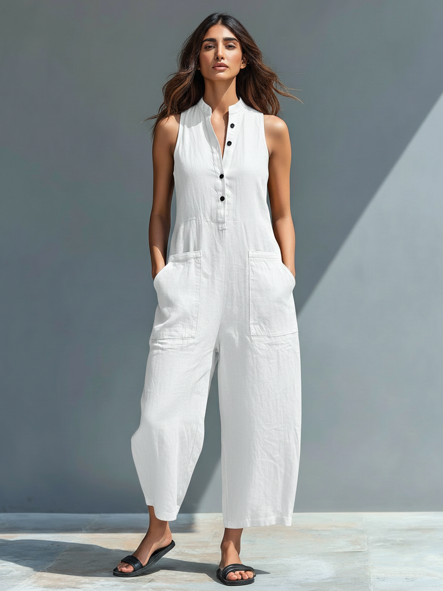 Wren | Sleeveless Linen Overall