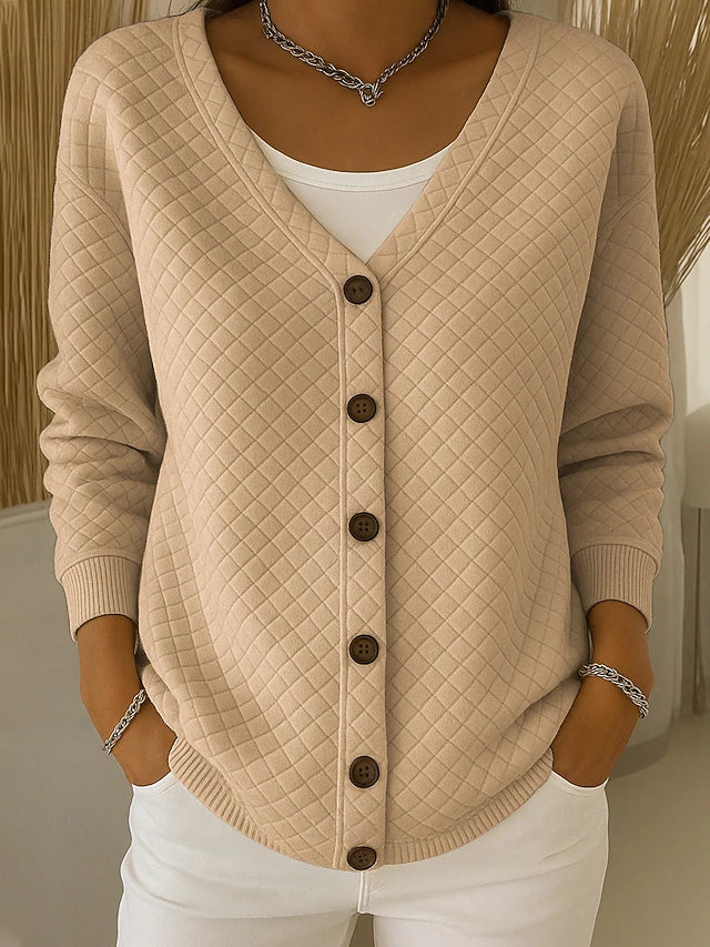 Lenora | Quilted Knit Button Cardigan