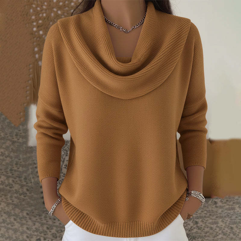 Julia | Draped Neck Knit Sweater