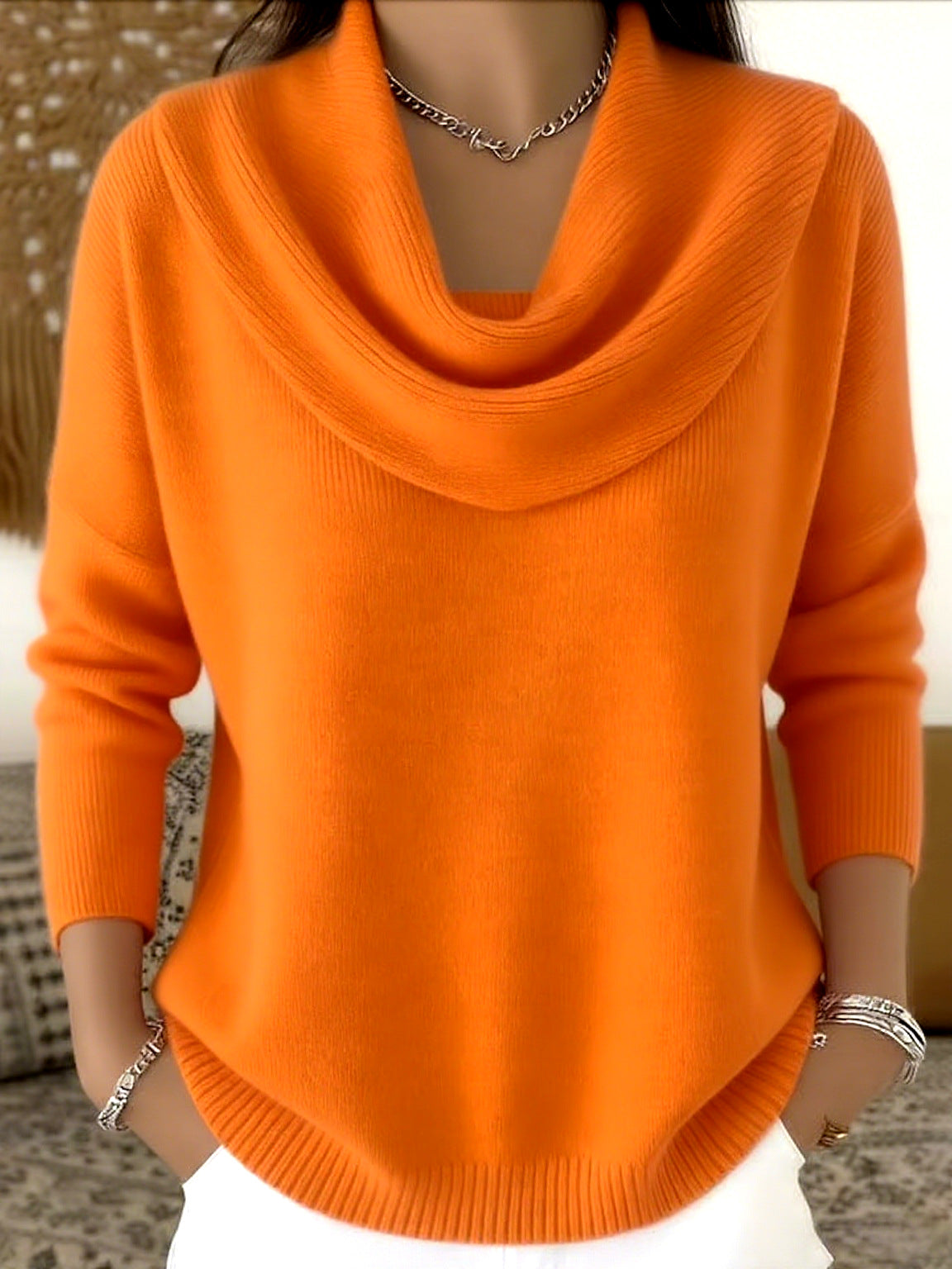 Julia | Draped Neck Knit Sweater