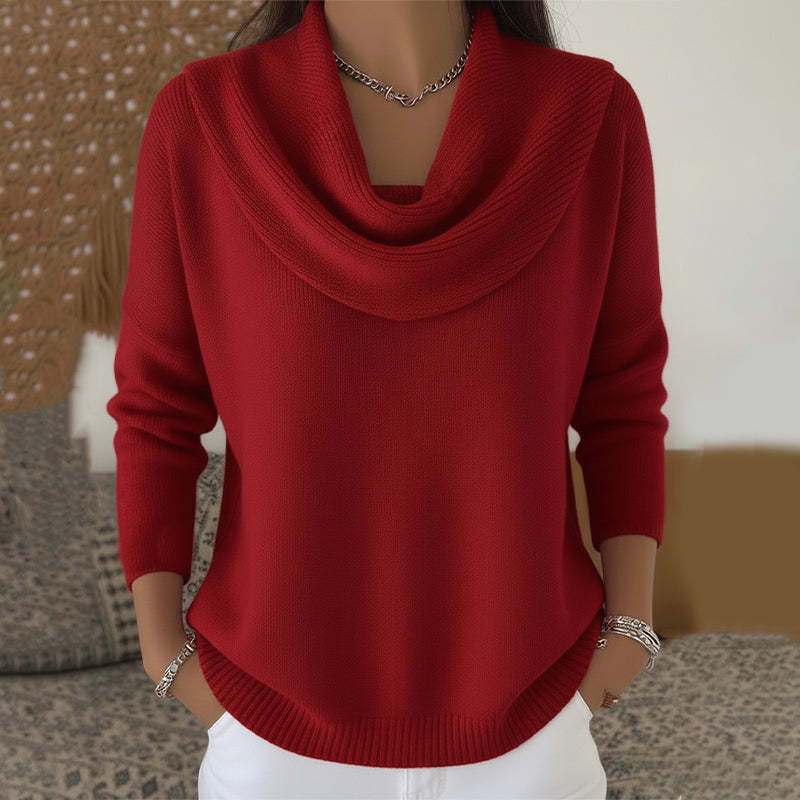Julia | Draped Neck Knit Sweater