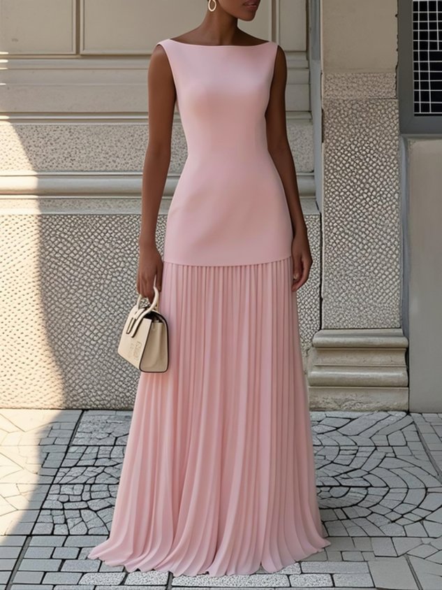 Shania | Pleated Sleeveless Maxi Dress