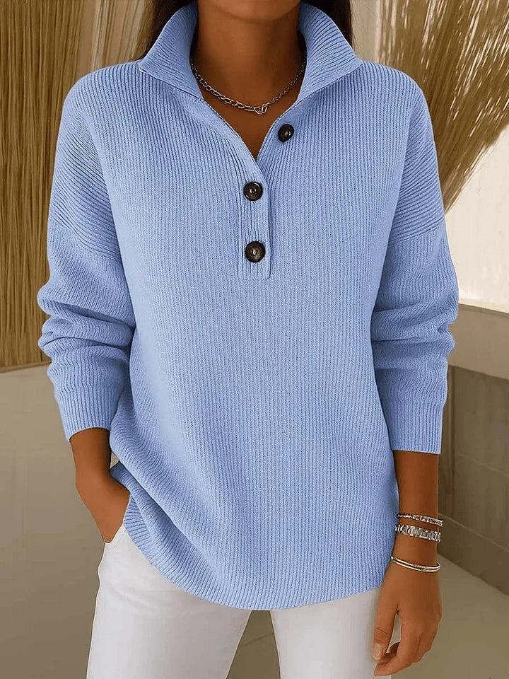 Amber | Polo Placket Knit Sweater