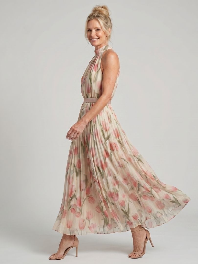 Liora | Halter Neck Floral Midi Dress