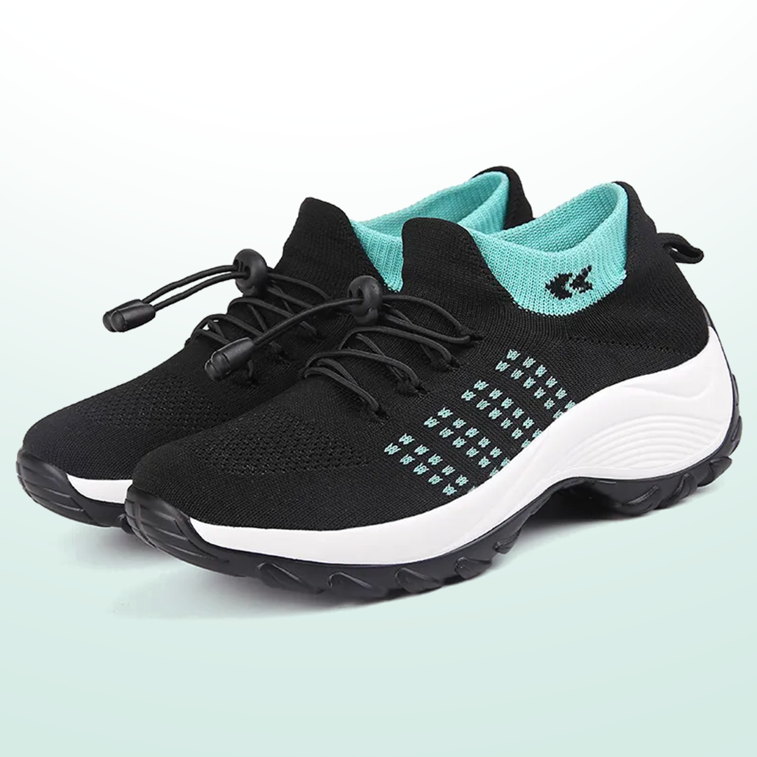 Linda | Knit Orthopedic Shoes in Green & Black