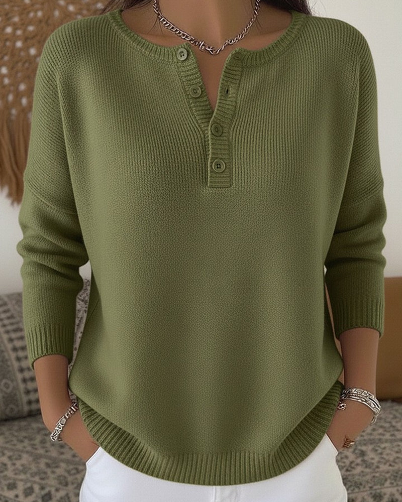 Helena | Henley Placket Knit Sweater