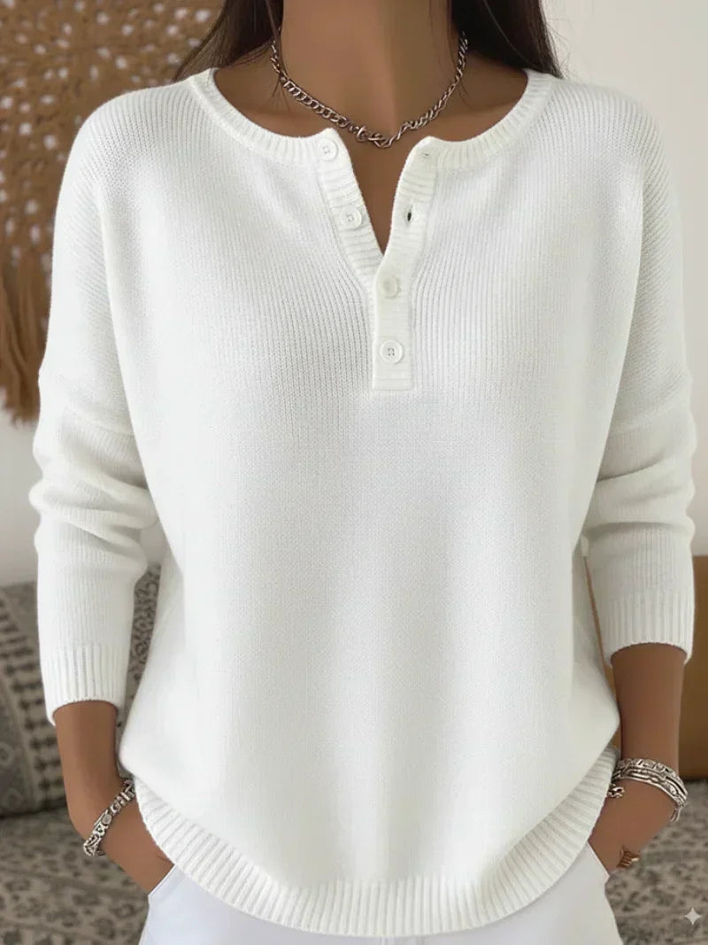 Helena | Henley Placket Knit Sweater