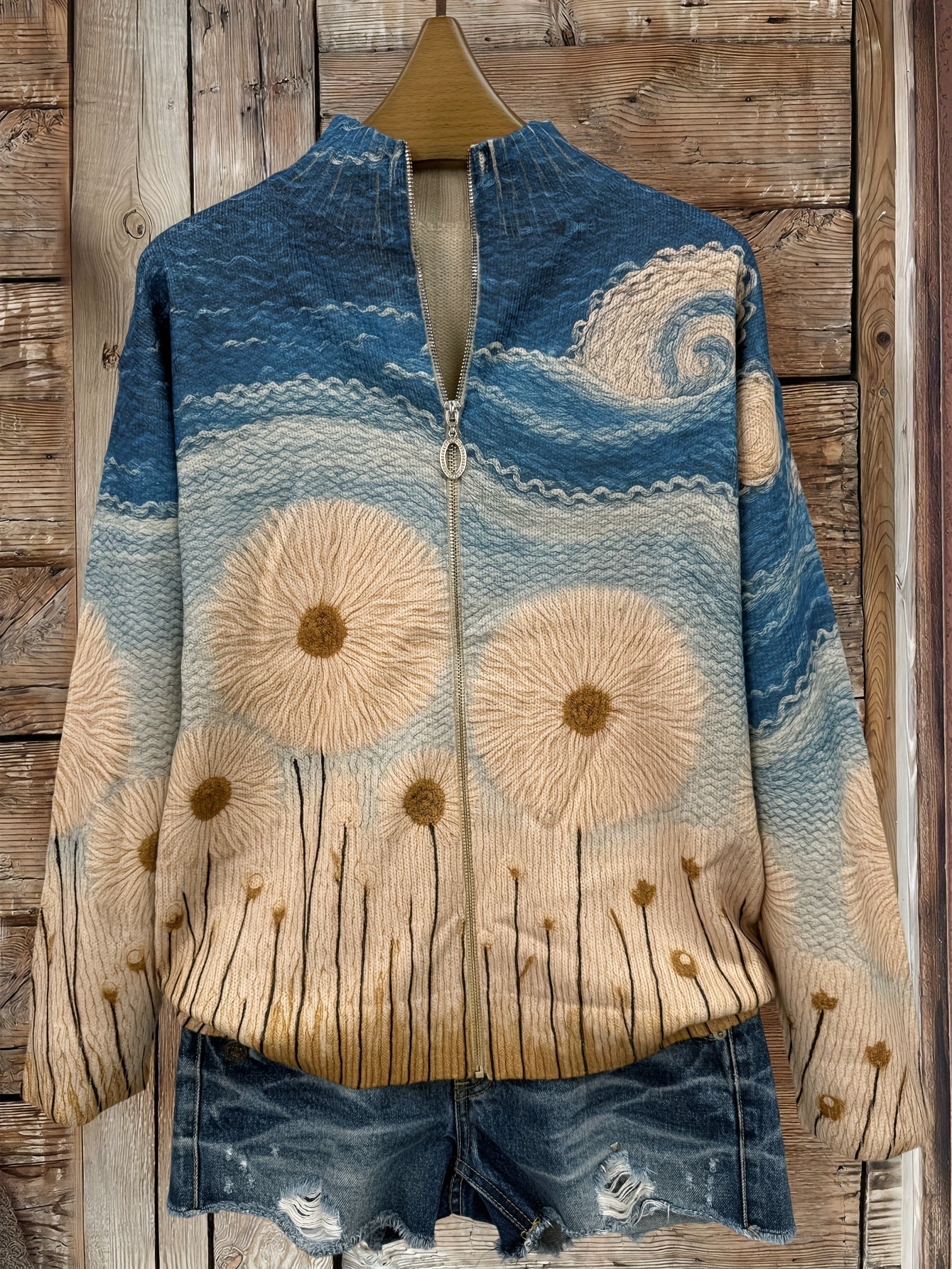 Yolanda | Sunflower Meadow Zip Cardigan