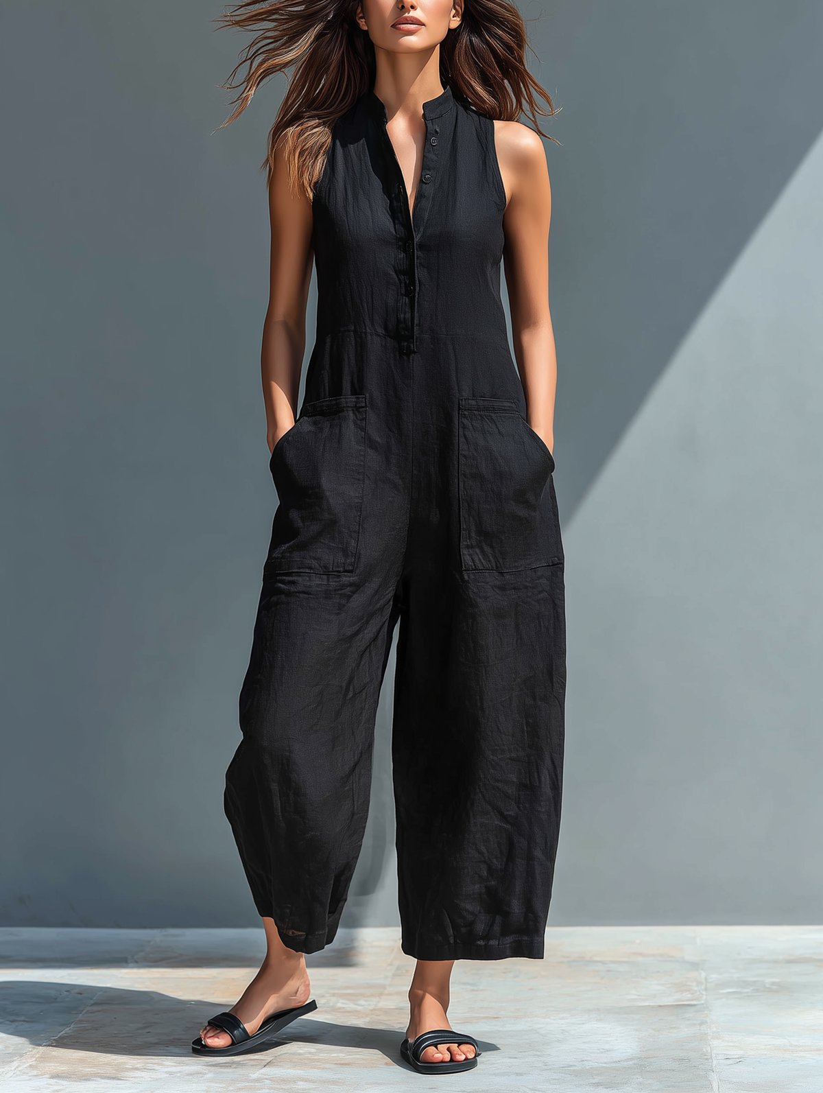 Wren | Sleeveless Linen Overall