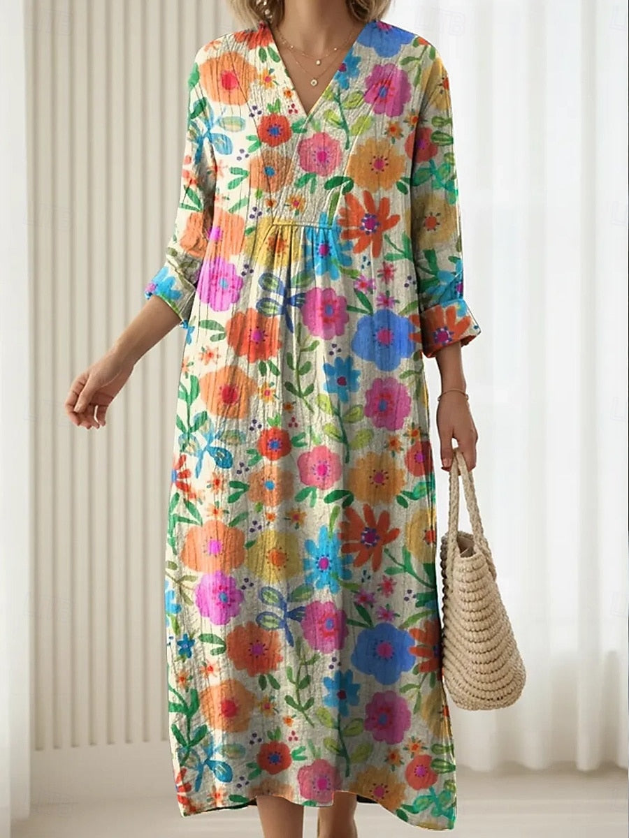Boho Garden Print Long Dress